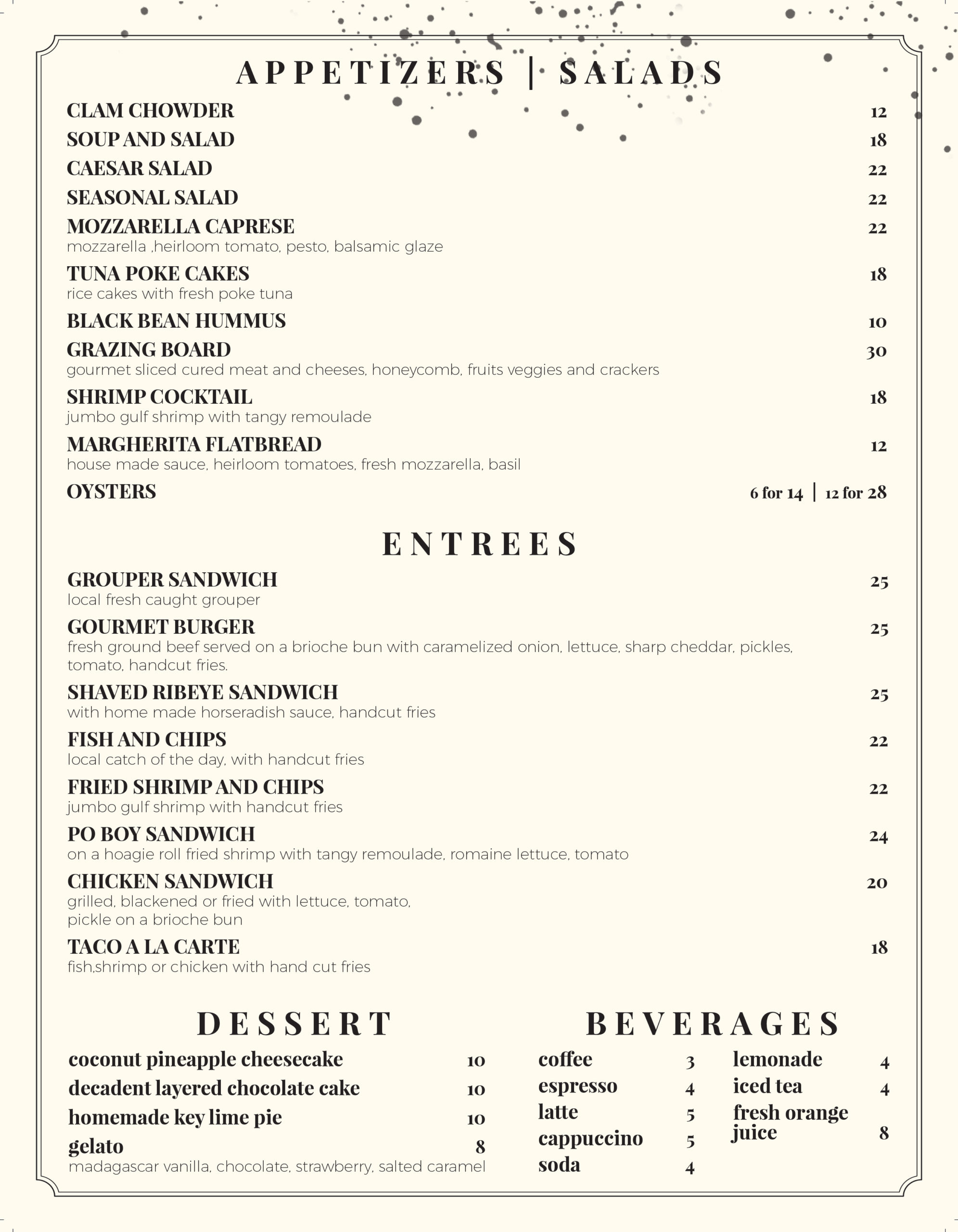 Menu SALT Bar & Table